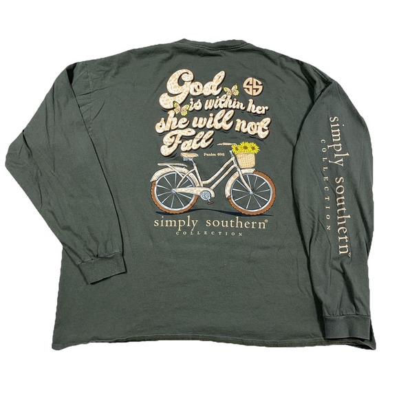 Simply Southern Tops - Simply Southern Shirt Women XXL 2XL Green Long Sleeve God Religious Jesus  Olive